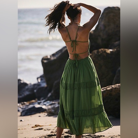 Free People Taking Sides Maxi Dress in Green - Picture 4 of 4